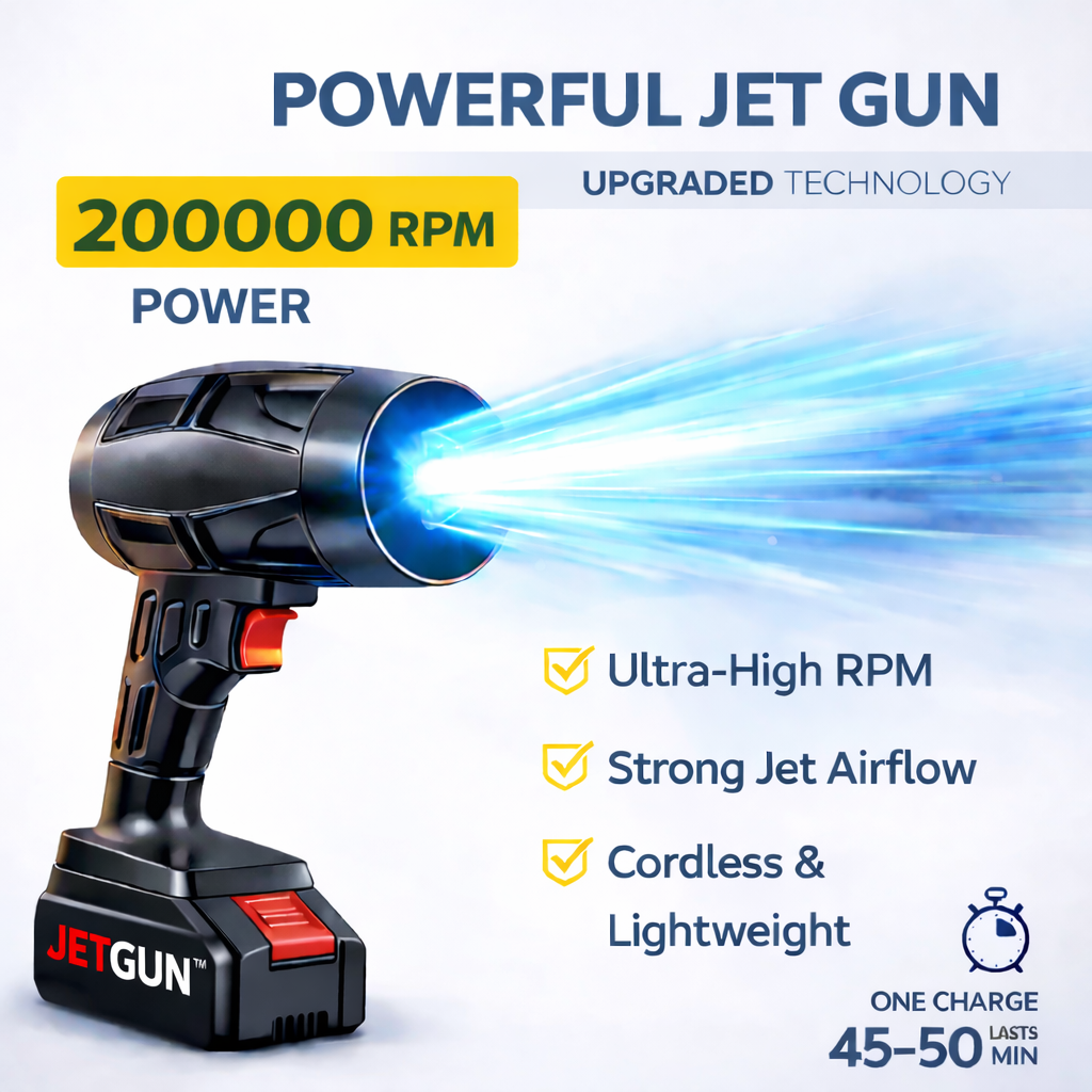 JETGUN 200000 RPM Rechargeable Cordless Jet Blower For Cleaning Cars, Homes & Outdoor Spaces