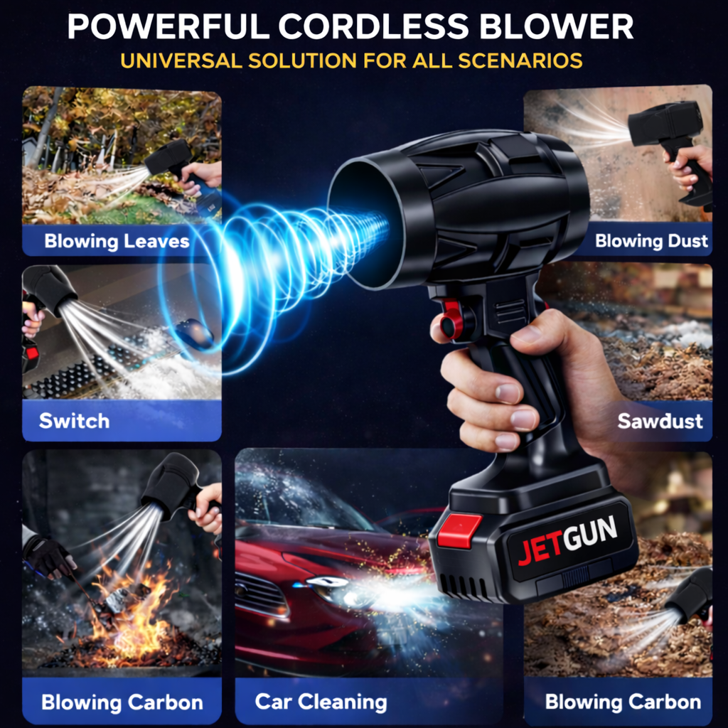 JETGUN 200000 RPM Rechargeable Cordless Jet Blower For Cleaning Cars, Homes & Outdoor Spaces