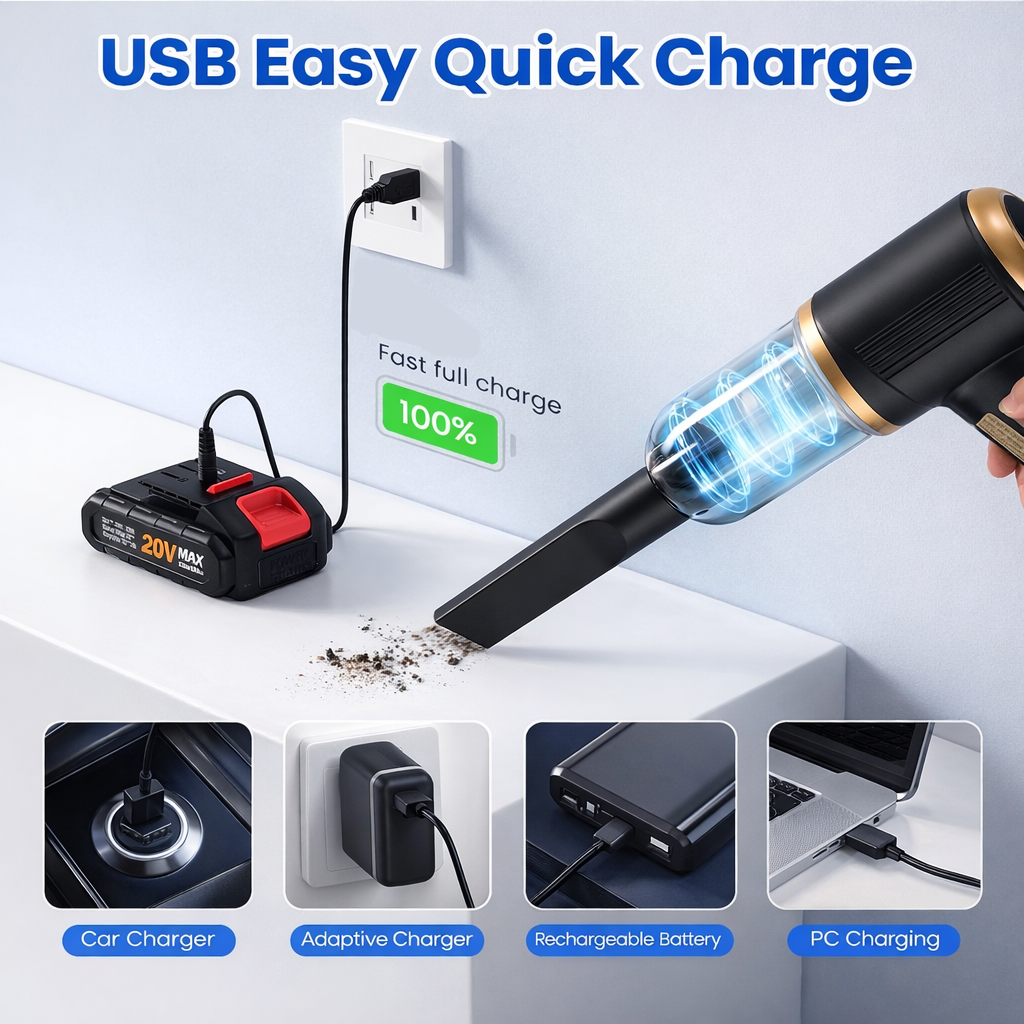 PROFAN™ 21000 Pa Suction Power 4 in 1 Rechargeable 6000mAh Cordless Vacuum Cleaner & Blower