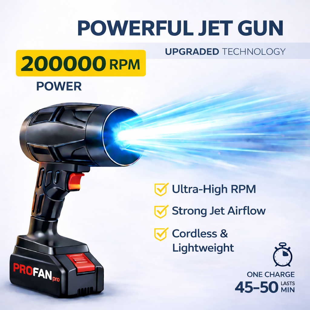 PROFAN™ Ultra Powerful 200000 RPM Cordless Turbo Jet Blower | 4000mAh Battery | 1-Year Warranty | For Cars, Home, PCs & Outdoor Cleaning | FREE PROFAN Vacuum Cleaner Included