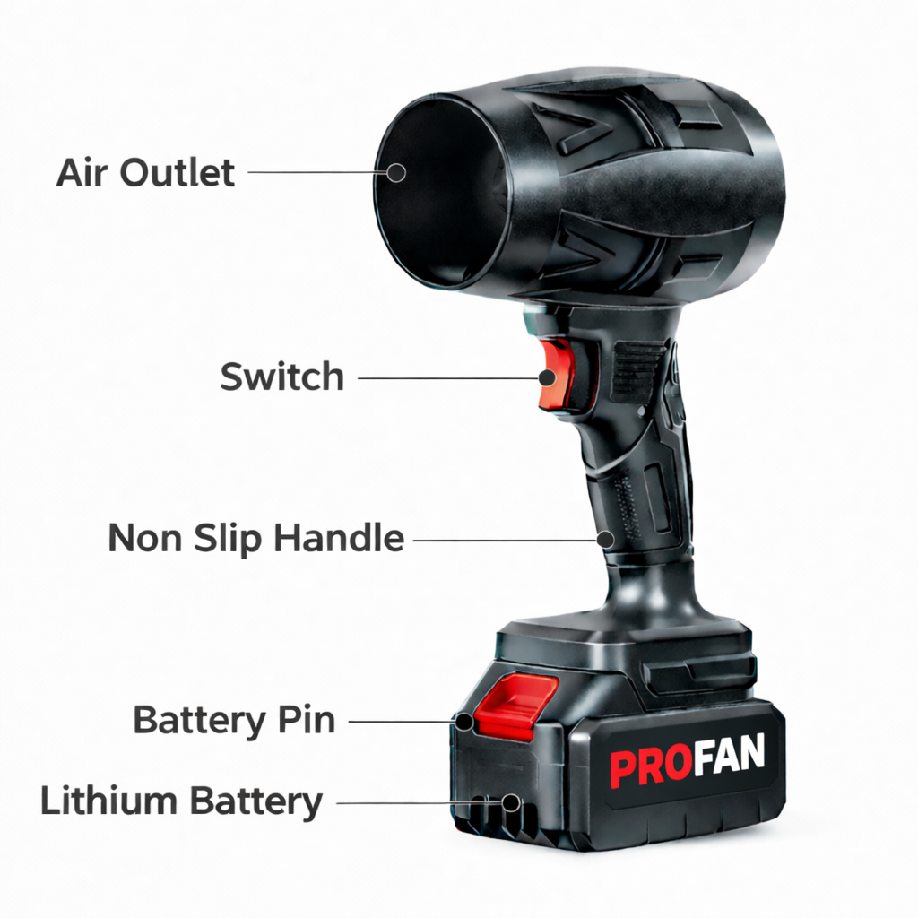 PROFAN™ Ultra Powerful 200000 RPM Cordless Turbo Jet Blower | 4000mAh Battery | 1-Year Warranty | For Cars, Home, PCs & Outdoor Cleaning | FREE PROFAN Vacuum Cleaner Included