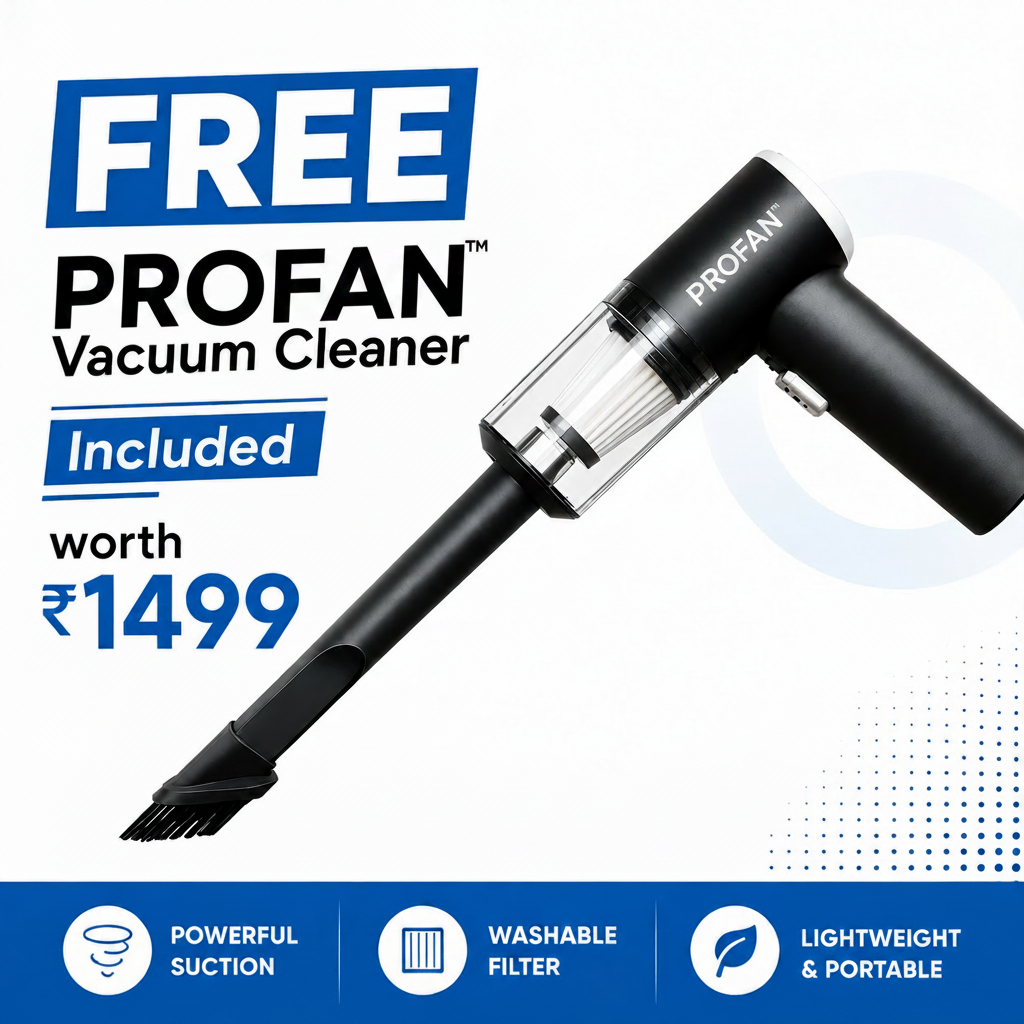 PROFAN™ Ultra Powerful 200000 RPM Cordless Turbo Jet Blower | 4000mAh Battery | 1-Year Warranty | For Cars, Home, PCs & Outdoor Cleaning | FREE PROFAN Vacuum Cleaner Included