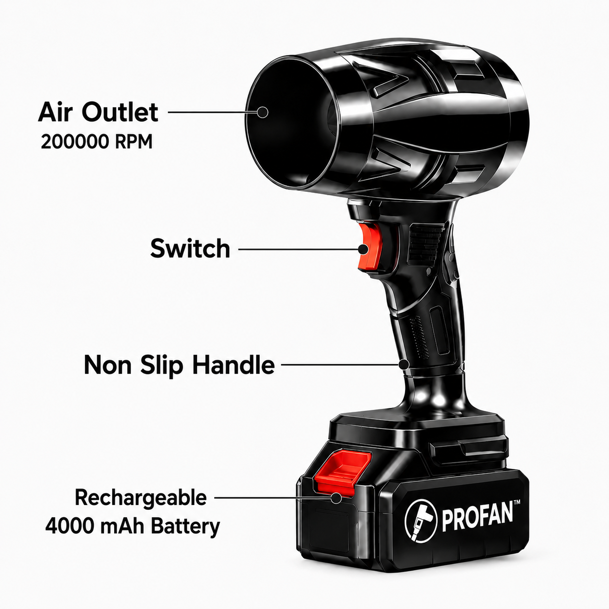 PROFAN™ 200000 RPM Cordless SUPER POWER JET GUN | 1-Year Warranty | For Cars, Home, PC & Outdoor Cleaning