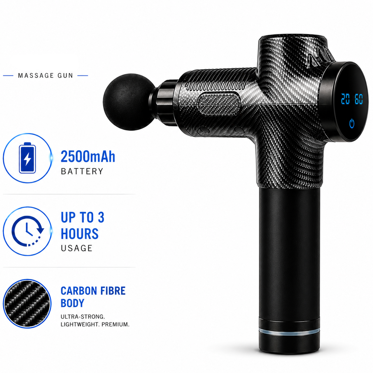 PROFAN™ X1 PRO Deep Tissue Carbon Fibre Massage Gun with High Power Muscle Recovery