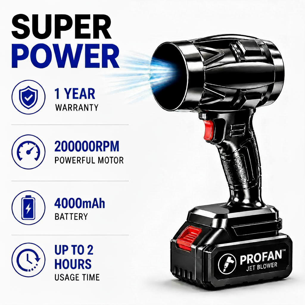 PROFAN™ 200000 RPM Cordless SUPER POWER JET GUN | 1-Year Warranty | For Cars, Home, PC & Outdoor Cleaning